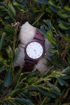 Verona Burgundy Wooden Watch For Her, 7 of 12