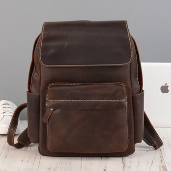 Military Style Genuine Leather Backpack, 2 of 12
