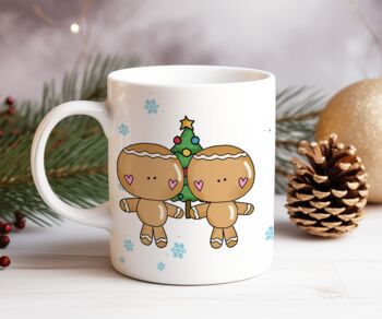 Personalised Whimsical Gingerbread Brothers Gay Couple Christmas Gift Mug, 2 of 2