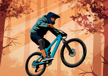Personalised Mountain Bike Forest Trail Jump Poster, 2 of 7