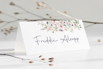 Wedding Place Cards Pink Wild Flower, 5 of 6
