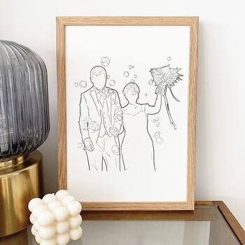 Custom Couples Line Drawing Personalised Illustration, 5 of 10