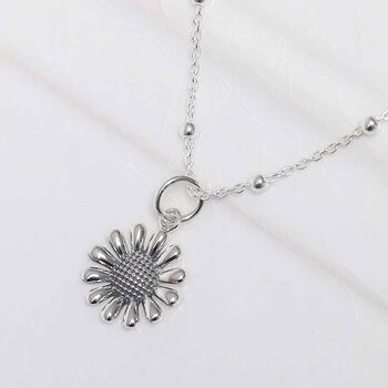 Sterling Silver Oxidised Delicate Daisy Necklace, 7 of 8