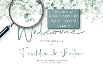 Wedding Welcome Sign Eucalyptus And Green Leaf, 2 of 6