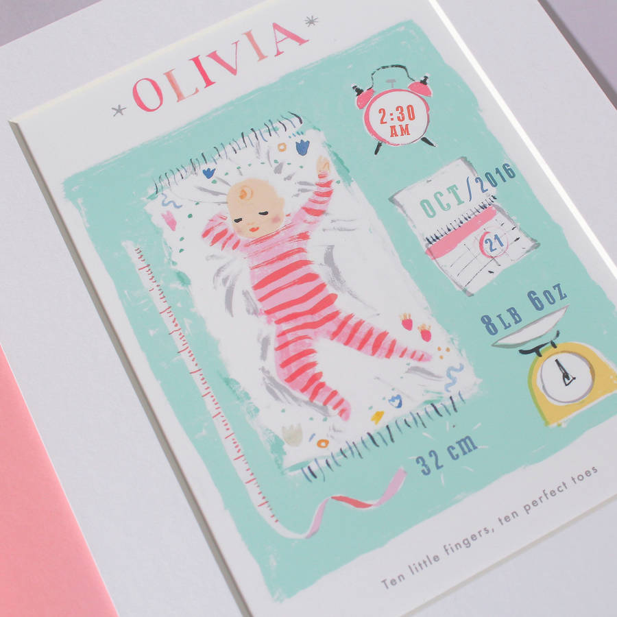 Personalised New Baby Keepsake Print By Floss & Co.
