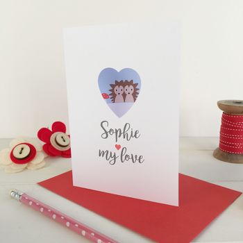 Personalised Valentine's Hedgehog Couple Card, 2 of 3
