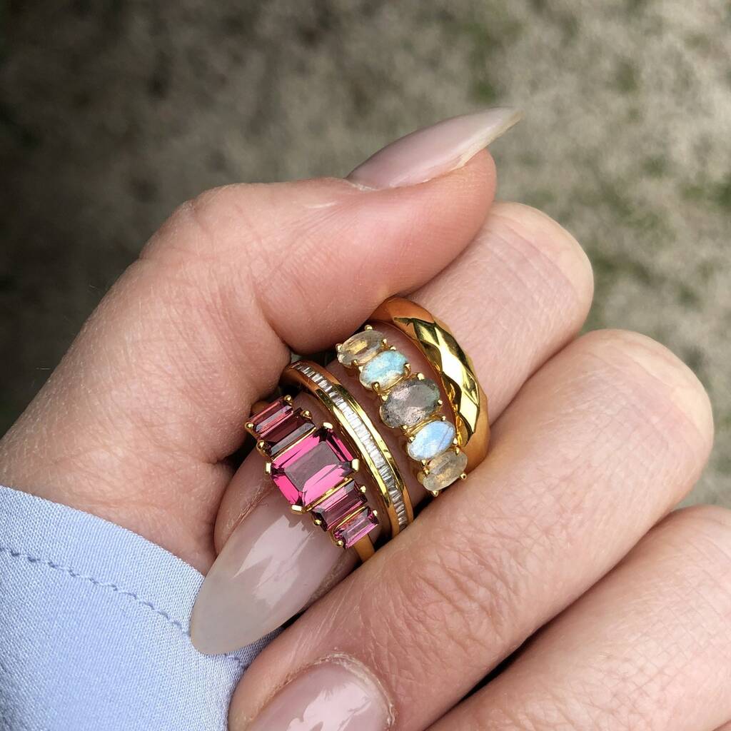 14k Gold Vermeil Rhodolite Deco Ring By Carrie Elizabeth Jewellery ...