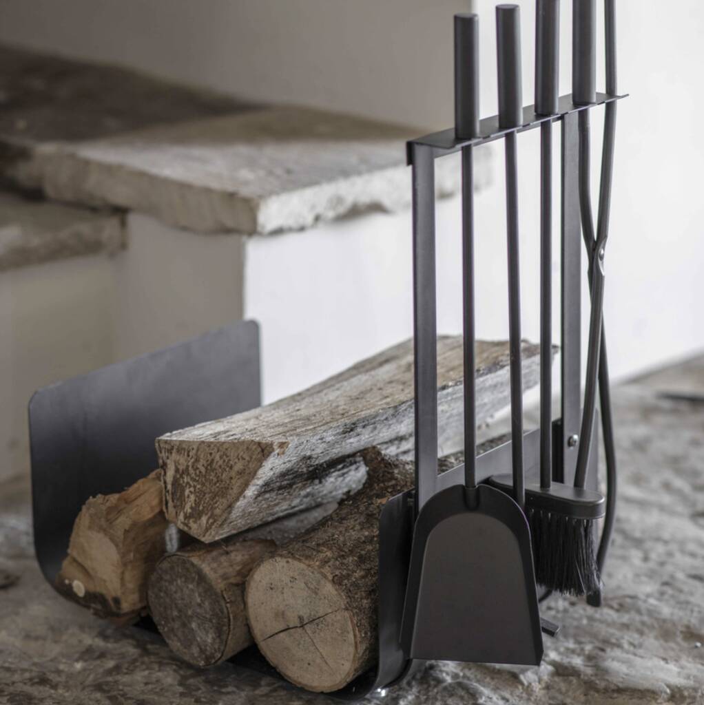 Steel Log Holder And Tool Set, 1 of 2
