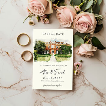 Venue Save The Date Cards, Watercolour Painting Effect, 6 of 6