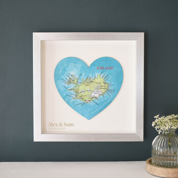 Silver Wedding Anniversary Map Heart Print, 3 of 4