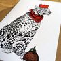 Leopard With Christmas Pudding Christmas Greetings Card, thumbnail 3 of 3