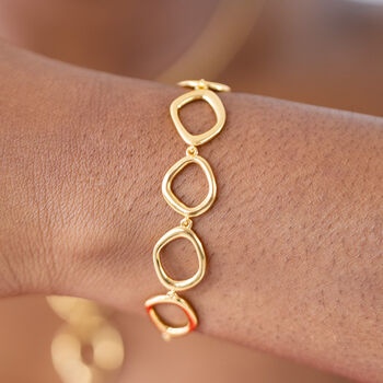 Sterling Silver Or Gold Vermeil T Bar Bracelet – Volcan Molten Link Design – Adjustable 925 Handmade Statement Jewellery Gift For Her, 4 of 12