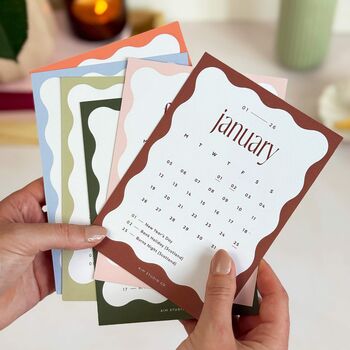 2026 Wavy Desk Calendar Cards With Wooden Stand, 2 of 10