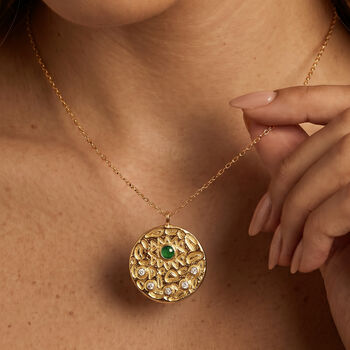 Gold Or Silver Evil Eye Textured Coin Necklace, 3 of 8