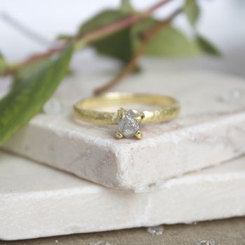 Rough Grey Diamond 18ct Gold Engagement Ring, 3 of 4
