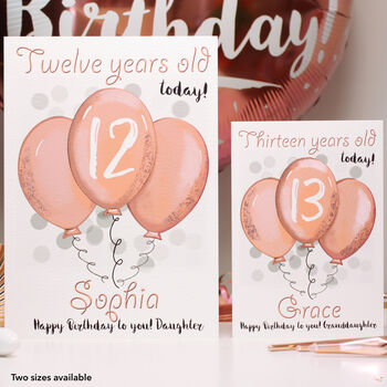 Personalised Balloons Relation 13th Birthday Card, 5 of 9