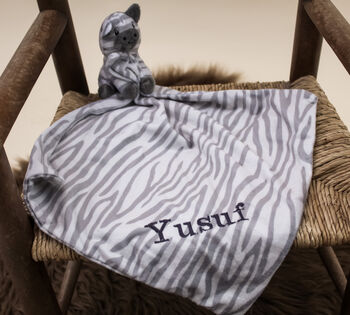 Grey Zebra Stripy Baby Comforter, 4 of 4