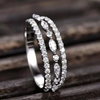 Parallel Silver Stone Open Band Ring, 2 of 4