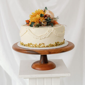 Harvest Sunflower Dried And Preserved Flower Autumn Wedding Cake Topper, 2 of 3