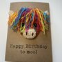 Rainbow Highland Cow Crochet Birthday Card Handmade Moo, thumbnail 9 of 11