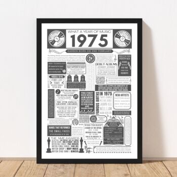 Personalised 1975 Music Print 50th Birthday Gift, 2 of 8