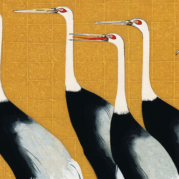 Vintage Japanese Crane Wall Art Print, 4 of 5