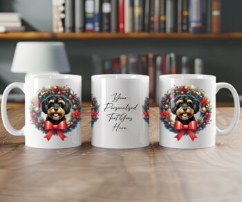 Personalised Jackapoo Christmas Wreath Dog Mug, 2 of 2