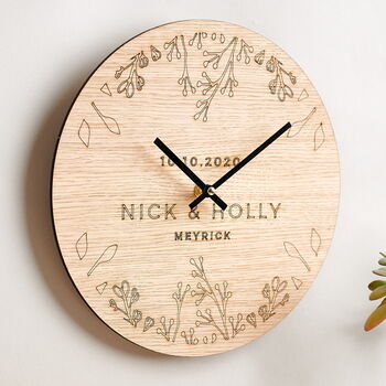 Personalised Floral Wedding Clock, 2 of 4