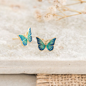 Gold Plated Butterfly Stud Earrings, 4 of 6