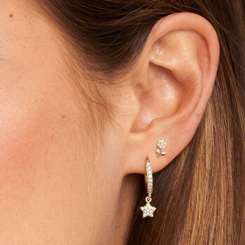 Gold Flower Stud Earrings Gift For Women, 2 of 3