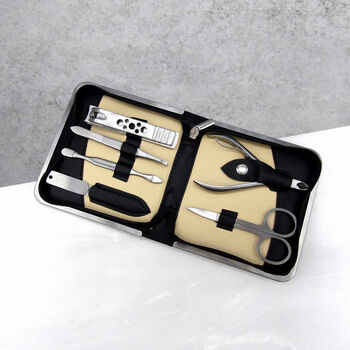 Personalised Leather Travel Grooming Manicure Set, 2 of 5