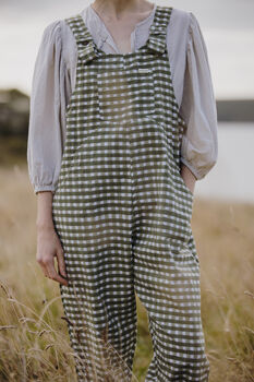 Gingham Dungarees Pea, 4 of 4