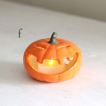 Halloween Ceramic Pumpkin With Battery Tea Light, 8 of 10