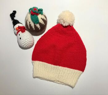 Personalised Knitted Baby Santa Hat, 3 of 5