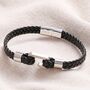 Personalised Clasp Hook Leather Bracelet In Black, thumbnail 1 of 7