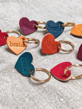 Bestie Leather Heart Keyring, 7 of 8