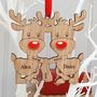 Double Sided Oak Reindeer Couple Tree Decoration, thumbnail 1 of 8