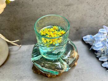 Handcrafted Root Wood And Molten Glass Bowl Candle Holder, 3 of 8