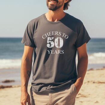 Personalised Cheers 50 Years Milestone T Shirt, 9 of 12