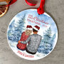 Our First Christmas Together Bauble – Personalised Couple Portrait Acrylic Christmas Ornament With Winter Background – Romantic Keepsake Gift, thumbnail 1 of 7