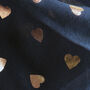 Navy And Gold Heart Personalised Scarf, thumbnail 4 of 12