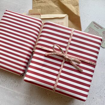 Burgundy Wide Stripe Paper Fibre Wrapping/Patterned Paper Sheet, 9 of 12