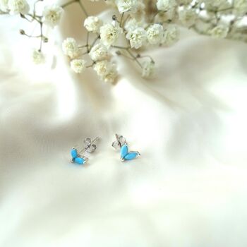 Silver Earrings With Blue Stone, Blue Earrings Dangle, Free Personalisation, 5 of 9