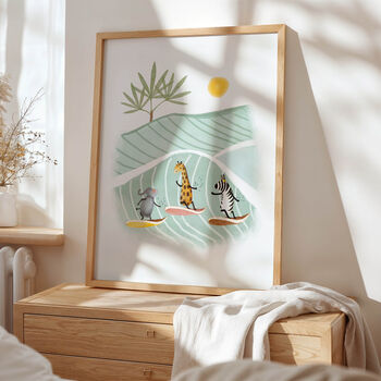 Set Of Three Surfing Safari Animal Art Prints, 4 of 4