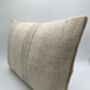 Oblong, Natural, Hemp, Neutral, Woven, Grain Sack, Striped Cushion With Cotton Reverse Duo Of Brown Stripes, thumbnail 3 of 5