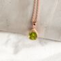 Peridot 18k Rose Gold Plated Pear Drop Necklace, thumbnail 4 of 5