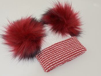 Red And White Striped Newborn Pom Pom Baby Hat, 4 of 6
