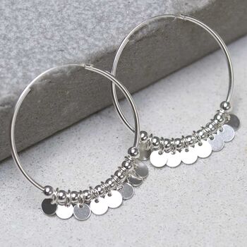 Sterling Silver Sequin Hoop Earrings, 2 of 7