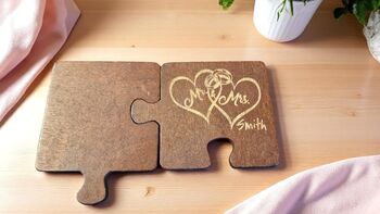 Personalised Jigsaw Wooden Coasters – Set Of Two, 3 of 4