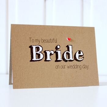 Bride, Hand Painted Wedding Day Card, From Groom, 3 of 4